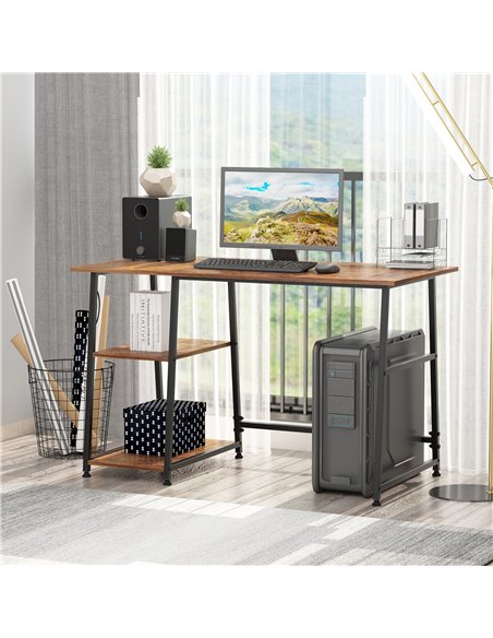 HOMCOM Writing Computer Gaming Desk with 2 Shelves, Black & Rustic Brown - pic 20322 | FastDaddyshop