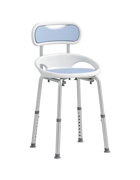 HOMCOM Shower Chair with Padded Seat Adjustable Height Shower Stool Bath Seat with Back and Anti-Slip Feet - pic 203229 | FastDaddyshop
