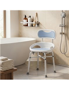 HOMCOM Shower Chair with Padded Seat Adjustable Height Shower Stool Bath Seat with Back and Anti-Slip Feet 2