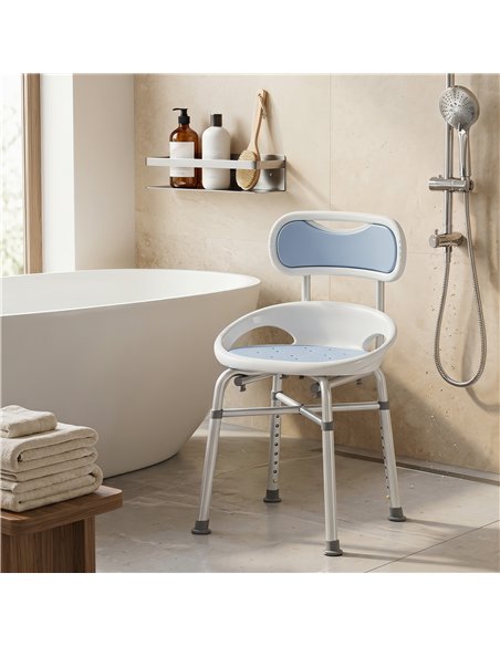 HOMCOM Shower Chair with Padded Seat Adjustable Height Shower Stool Bath Seat with Back and Anti-Slip Feet - pic 203230 | FastDaddyshop