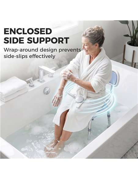 HOMCOM Shower Chair with Padded Seat Adjustable Height Shower Stool Bath Seat with Back and Anti-Slip Feet - pic 203232 | FastDaddyshop