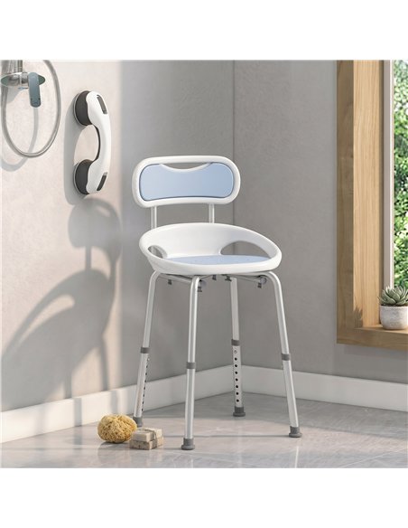 HOMCOM Shower Chair with Padded Seat Adjustable Height Shower Stool Bath Seat with Back and Anti-Slip Feet - pic 203237 | FastDaddyshop