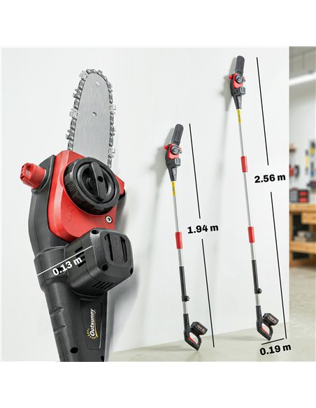 Outsunny 18V 8" Cordless Pole Chainsaw, 1.94m/2.56m Electric Chainsaw with 2 x 4.0Ah Batteries, Charger, Auto Lubrication - pic 203258 | FastDaddyshop