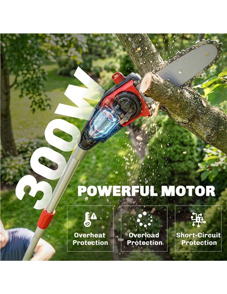 Outsunny 18V 8" Cordless Pole Chainsaw, 1.94m/2.56m Electric Chainsaw with 2 x 4.0Ah Batteries, Charger, Auto Lubrication - pic 203260 | FastDaddyshop