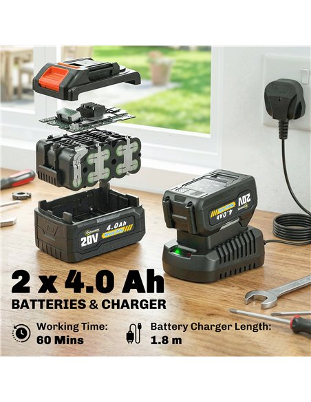 Outsunny 18V 8" Cordless Pole Chainsaw, 1.94m/2.56m Electric Chainsaw with 2 x 4.0Ah Batteries, Charger, Auto Lubrication - pic 203261 | FastDaddyshop