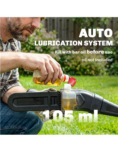 Outsunny 18V 8" Cordless Pole Chainsaw, 1.94m/2.56m Electric Chainsaw with 2 x 4.0Ah Batteries, Charger, Auto Lubrication