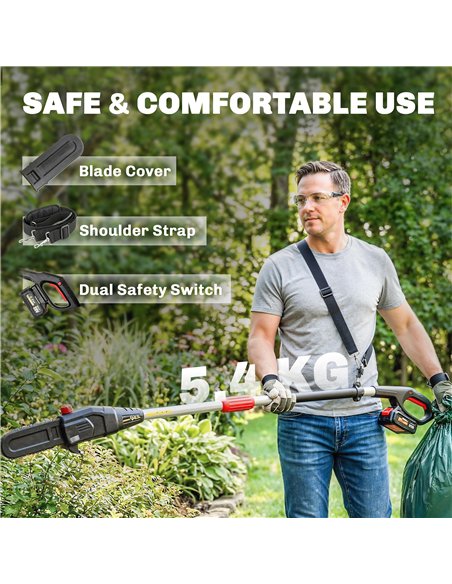 Outsunny 18V 8" Cordless Pole Chainsaw, 1.94m/2.56m Electric Chainsaw with 2 x 4.0Ah Batteries, Charger, Auto Lubrication - pic 203264 | FastDaddyshop