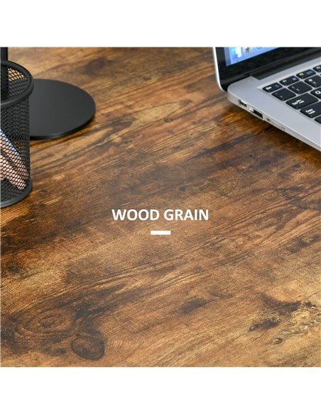 HOMCOM Writing Desk Working Station Home Office Table with 2 Shelves  Computer Gaming Desk Steel Frame Black and Rustic Brown - pic 20327 | FastDaddyshop