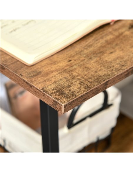 HOMCOM Writing Desk Working Station Home Office Table with 2 Shelves  Computer Gaming Desk Steel Frame Black and Rustic Brown - pic 20328 | FastDaddyshop