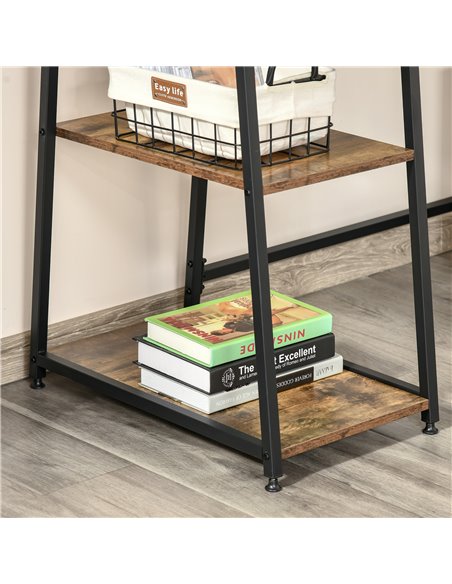 HOMCOM Writing Desk Working Station Home Office Table with 2 Shelves  Computer Gaming Desk Steel Frame Black and Rustic Brown - pic 20329 | FastDaddyshop