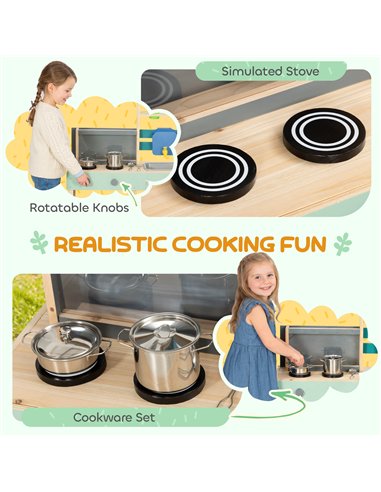 AIYAPLAY Mud Kitchen with Working Faucet, Kids Play Kitchen with Flower Pots, Kitchen Accessories, Planting Tools, Blue