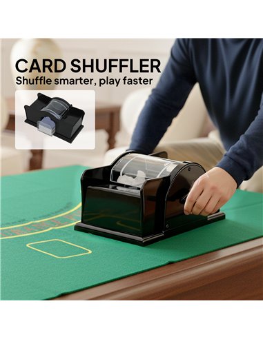 SPORTNOW 300-Piece Poker Chips Set with Card Shuffler, Card Shoe, Case, Casino Texas Holdem Poker Set with Mat, Silver Tone