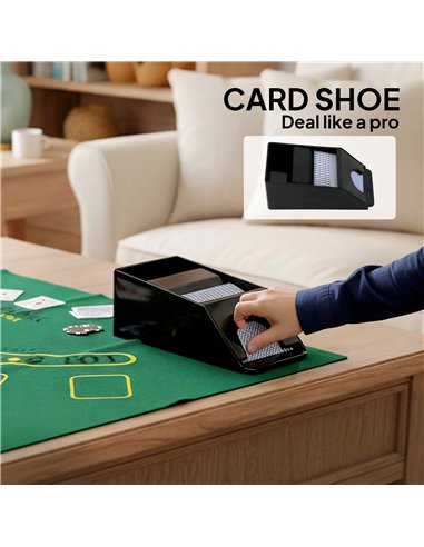 SPORTNOW 300-Piece Poker Chips Set with Card Shuffler, Card Shoe, Case, Casino Texas Holdem Poker Set with Mat, Silver Tone
