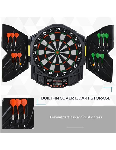 HOMCOM Dart Board Set, Electronic Dartboard with LED Digital Score Display, Soft Tip Darts, 27 Games, Speaker Sound - pic 203350 | FastDaddyshop
