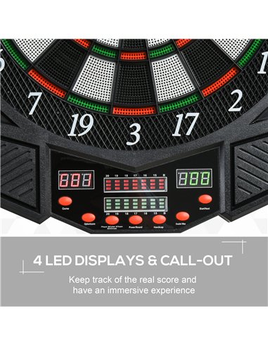 HOMCOM Dart Board Set, Electronic Dartboard with LED Digital Score Display, Soft Tip Darts, 27 Games, Speaker Sound