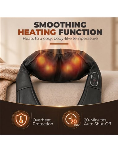 HOMCOM Neck and Shoulder Massager with Heat, Deep Tissue Shiatsu 3D Kneading Massager for Neck, Back, Waist, Foot and Leg