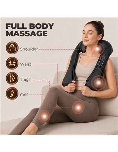 HOMCOM Neck and Shoulder Massager with Heat, Deep Tissue Shiatsu 3D Kneading Massager for Neck, Back, Waist, Foot and Leg