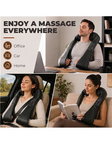 HOMCOM Neck and Shoulder Massager with Heat, Deep Tissue Shiatsu 3D Kneading Massager for Neck, Back, Waist, Foot and Leg