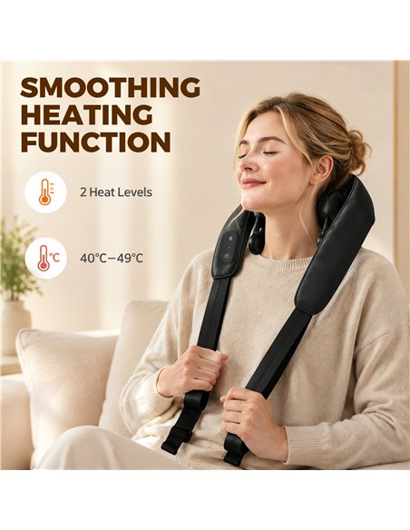 HOMCOM Cordless Neck Massager with Heat, Deep Tissue 4D Shiatsu Neck and Shoulder Massager for Car Home, Gifts for Men Women - pic 203368 | FastDaddyshop