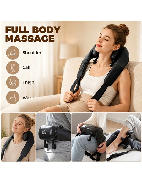 HOMCOM Cordless Neck Massager with Heat, Deep Tissue 4D Shiatsu Neck and Shoulder Massager for Car Home, Gifts for Men Women - pic 203369 | FastDaddyshop