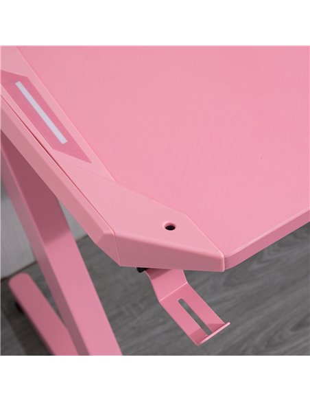 HOMCOM Ergonomic Home Office Gaming Desk with Hook, Cup Holder, Pink - pic 20337 | FastDaddyshop