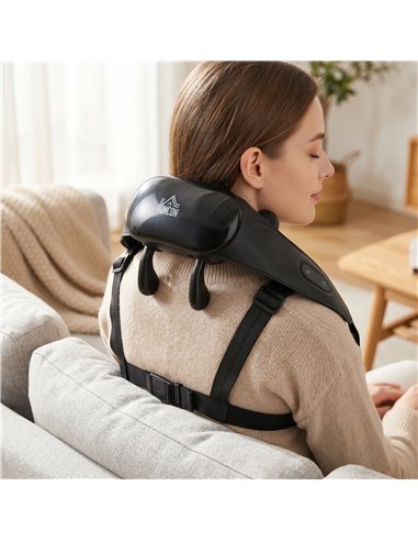 HOMCOM Cordless Neck Massager with Heat, Deep Tissue 4D Shiatsu Neck and Shoulder Massager for Car Home, Gifts for Men Women