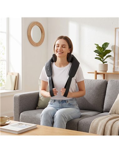 HOMCOM Cordless Neck Massager with Heat, Deep Tissue 4D Shiatsu Neck and Shoulder Massager for Car Home, Gifts for Men Women