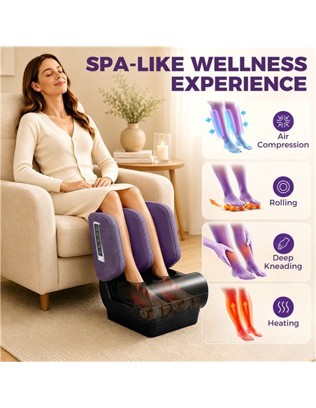 HOMCOM 2 in 1 Foot and Calf Massager with Heat, Air Compression, Timer, 3 Modes & Intensities, Purple and Black - pic 203377 | FastDaddyshop