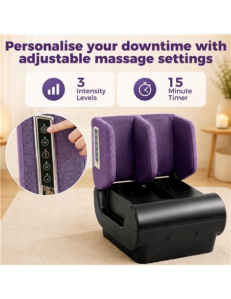 HOMCOM 2 in 1 Foot and Calf Massager with Heat, Air Compression, Timer, 3 Modes & Intensities, Purple and Black - pic 203378 | FastDaddyshop