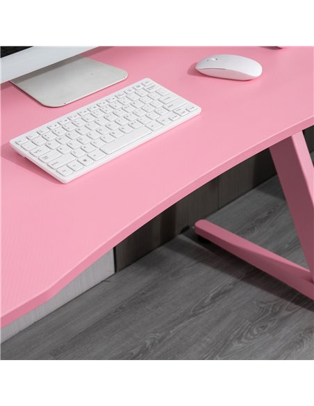 HOMCOM Ergonomic Home Office Gaming Desk with Hook, Cup Holder, Pink - pic 20338 | FastDaddyshop