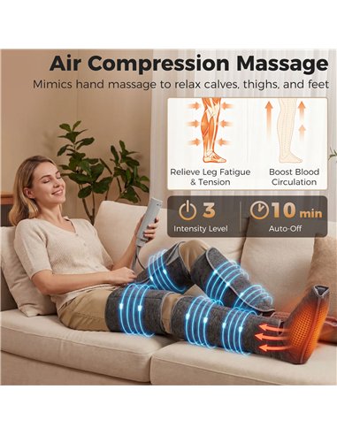 HOMCOM Leg Massager with Heat, Compression, 3 Auto Modes & 3 Intensities,  Foot and Calf Massage Machine