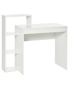 HOMCOM Compact Computer Desk with Storage Shelf Rack, Integrated Bookcase, White
