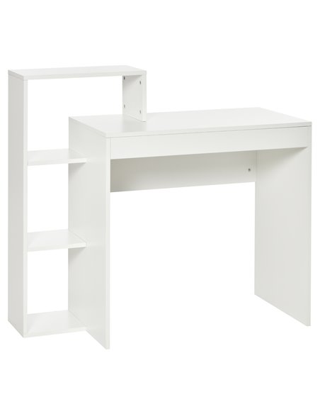 HOMCOM Compact Computer Desk with Storage Shelf Rack, Integrated Bookcase, White - pic 20339 | FastDaddyshop