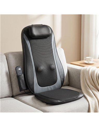 HOMCOM Back Massager with Heat, Deep Tissue Kneading Massage Chair with 3-Level Seat Vibration, Massage Chair Pad for Back Pain