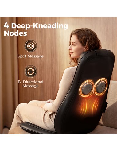 HOMCOM Back Massager with Heat, Deep Tissue Kneading Massage Chair with 3-Level Seat Vibration, Massage Chair Pad for Back Pain