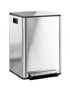 HOMCOM 40L Dual Compartment Stainless Steel Bin, with Deodoriser Holders - Silver Tone