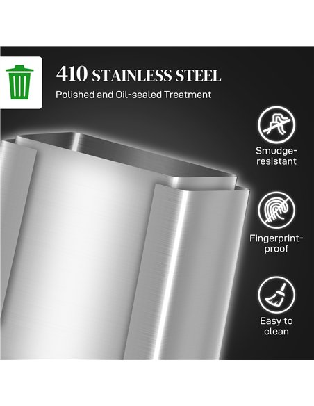 HOMCOM 40L Dual Compartment Stainless Steel Bin, with Deodoriser Holders - Silver Tone - pic 203404 | FastDaddyshop
