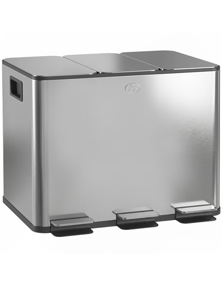 HOMCOM 3 x 20L Pedal Bin, Steel Triple Kitchen Bin with Soft Close Lid, Removable Inner Buckets, Fingerprint-Proof, Silver Tone - pic 203409 | FastDaddyshop