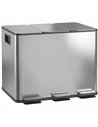 HOMCOM 3 x 20L Pedal Bin, Steel Triple Kitchen Bin with Soft Close Lid, Removable Inner Buckets, Fingerprint-Proof, Silver Tone