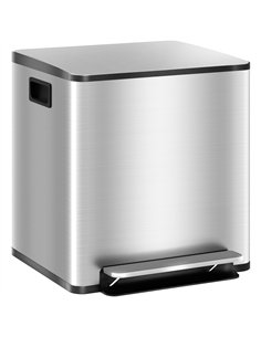 HOMCOM 30L Dual Compartment Stainless Steel Bin, with Deodoriser Holders - Silver Tone