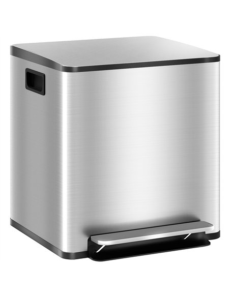 HOMCOM 30L Dual Compartment Stainless Steel Bin, with Deodoriser Holders - Silver Tone - pic 203418 | FastDaddyshop