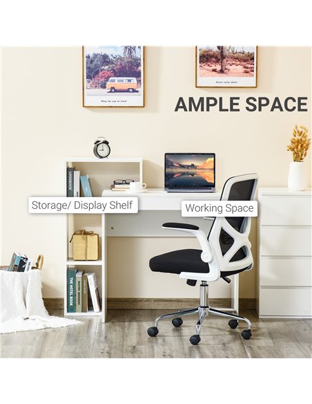 HOMCOM Compact Computer Desk with Storage Shelf Rack, Integrated Bookcase, White - pic 20342 | FastDaddyshop