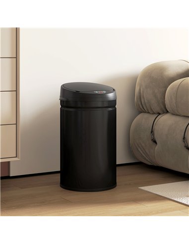 HOMCOM 30L Stainless Steel Sensor Bin - Black