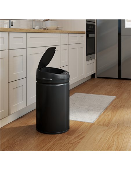 HOMCOM 30L Stainless Steel Sensor Bin - Black - pic 203443 | FastDaddyshop