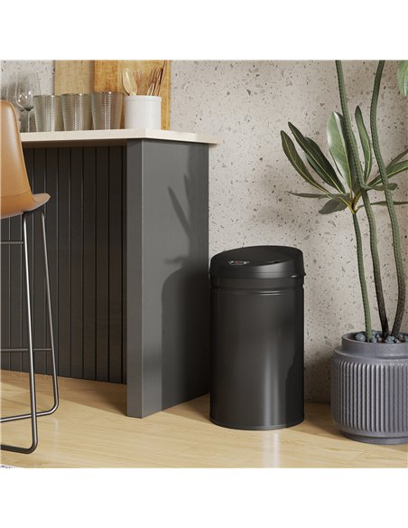 HOMCOM 30L Stainless Steel Sensor Bin - Black - pic 203444 | FastDaddyshop