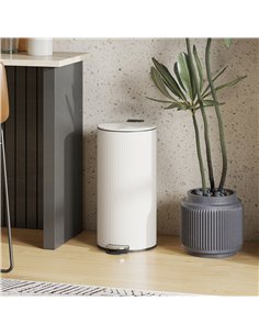 HOMCOM Kitchen Bin, 30 Litre Pedal Rubbish Bin with Removable Bucket, Cream 2