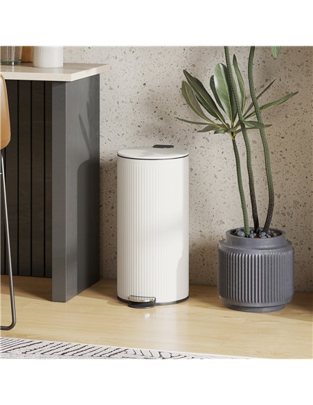 HOMCOM Kitchen Bin, 30 Litre Pedal Rubbish Bin with Removable Bucket, Cream - pic 203446 | FastDaddyshop