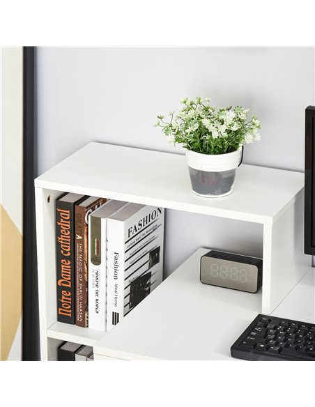 HOMCOM Compact Computer Desk with Storage Shelf Rack, Integrated Bookcase, White - pic 20345 | FastDaddyshop