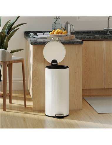 HOMCOM Kitchen Bin, 30 Litre Pedal Rubbish Bin with Removable Bucket, Cream