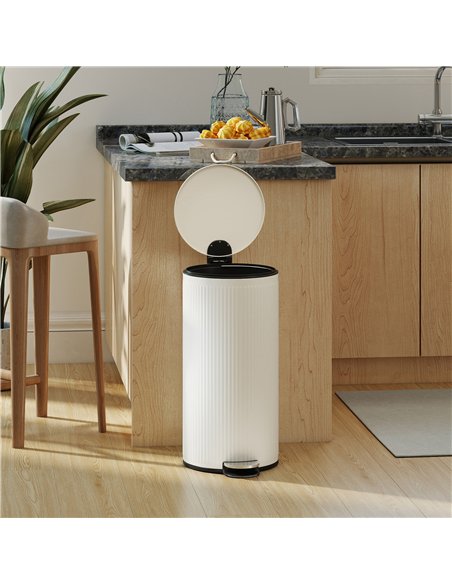 HOMCOM Kitchen Bin, 30 Litre Pedal Rubbish Bin with Removable Bucket, Cream - pic 203452 | FastDaddyshop
